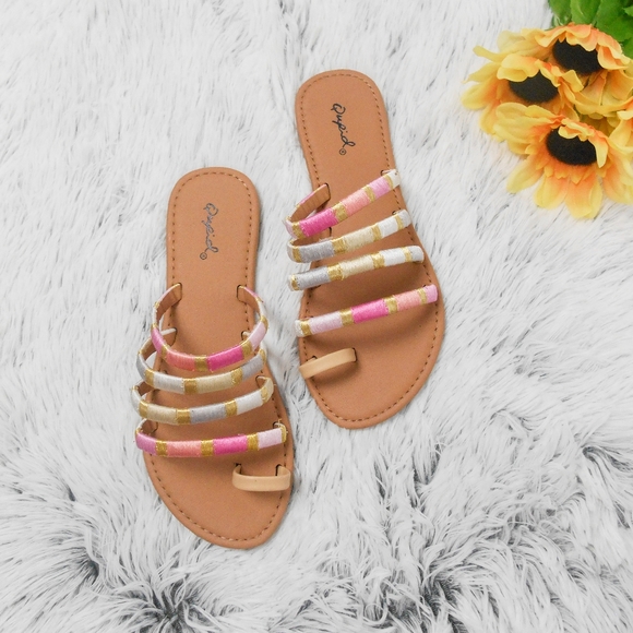 Qupid Shoes - New Colorful Woven Sandal